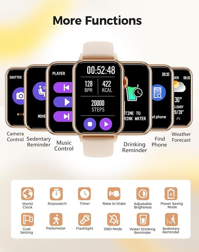 Health Fitness Tracker Smart Watch with 24/7 Heart Rate Blood Oxygen Blood Pressure Monitor Sleep Tracker 128 Exercise Modes Step Calorie Counter Pedometer IP68 Waterproof for Women Men Android iOS