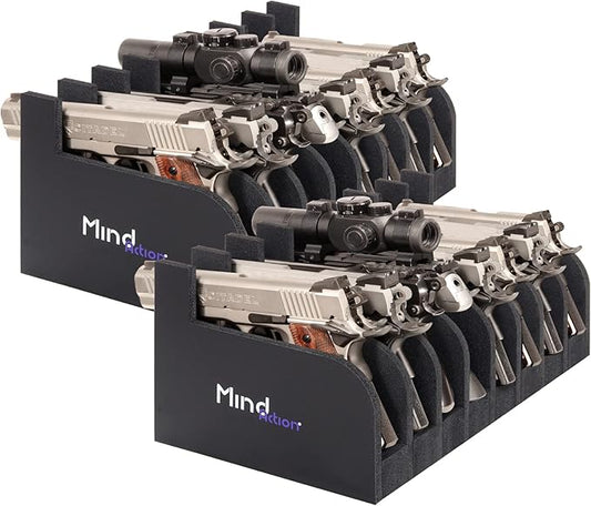 MIND&ACTION Foam Pistol Rack for Gun Safe, Gun Cabinet Accessories, Pistols Holder Storage Organizer, Revolver Firearm Handgun Rack Stand Display