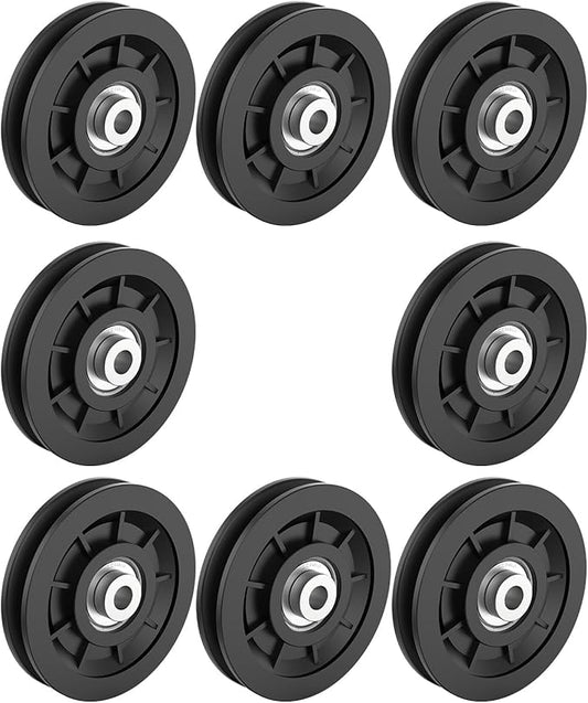 90mm/3.5" Universal Nylon Bearing Pulley-Wheel Replace for Home Gym Equipment Part Cable Machine, Wearproof Abration Bearing Wheel, Gym Equipment and Garage Door Pulley System