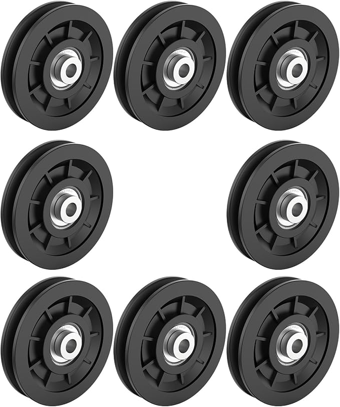 90mm/3.5" Universal Nylon Bearing Pulley-Wheel Replace for Home Gym Equipment Part Cable Machine, Wearproof Abration Bearing Wheel, Gym Equipment and Garage Door Pulley System