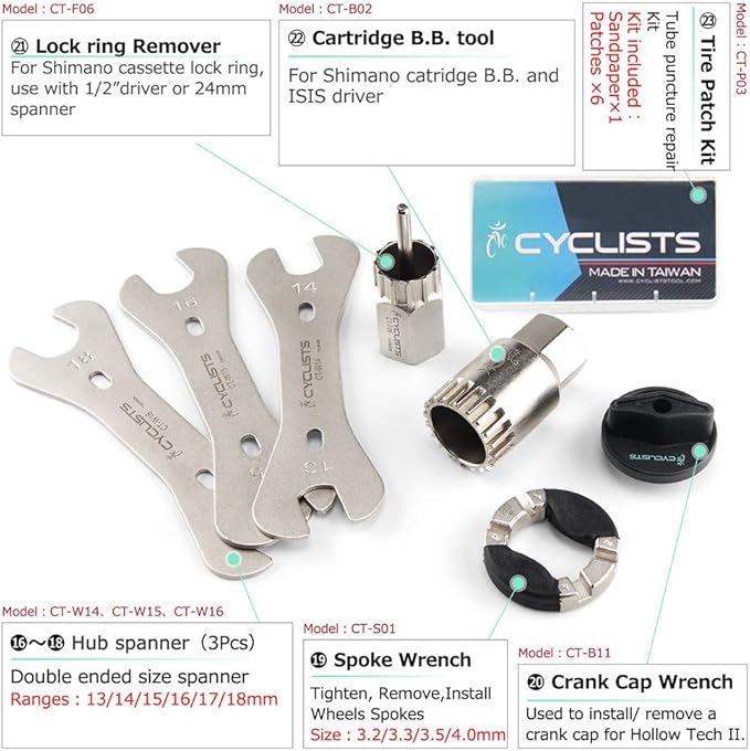 23 Piece Bike Tool Kit - Bicycle Repair Tool Box Compatible - Mountain/Road Bike Maintenance Tool Set with Storage Case