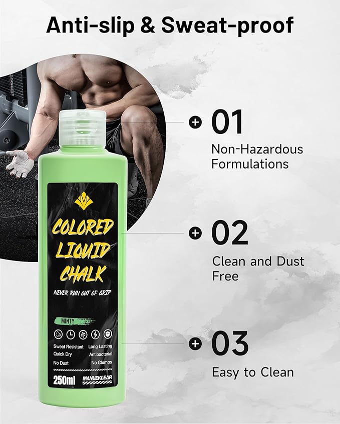 MANUEKLEAR 50/250ml Scented Gym Chalk Easy to Carry, Liquid Chalk Gym for Dry Hands and Enhance Grip, Lifting Chalk for Weightlifting, Gymnastics, Rock Climbing