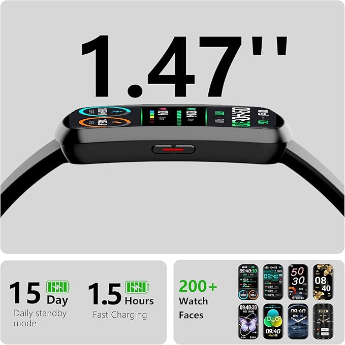 Health Fitness Tracker, Smart Watch with 24/7 Heart Rate and Blood Pressure Monitor, Activity Tracker with Blood Oxygen, 120 Sport Mode Waterproof Sleep Tracker for Women Men