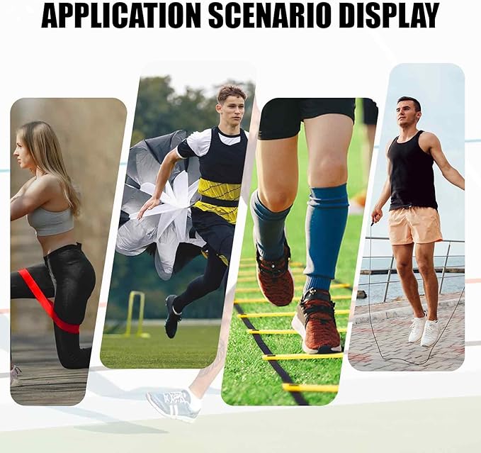 Agility Ladder, Speed Training Equipment Set, 20ft 12-Step 4 Fixed 5 Resistance 12 Football