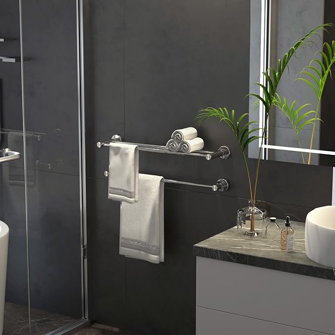 Adjustable Double Towel Bar 16 to 27.6 Inch SUS304 Stainless 1" Diameter