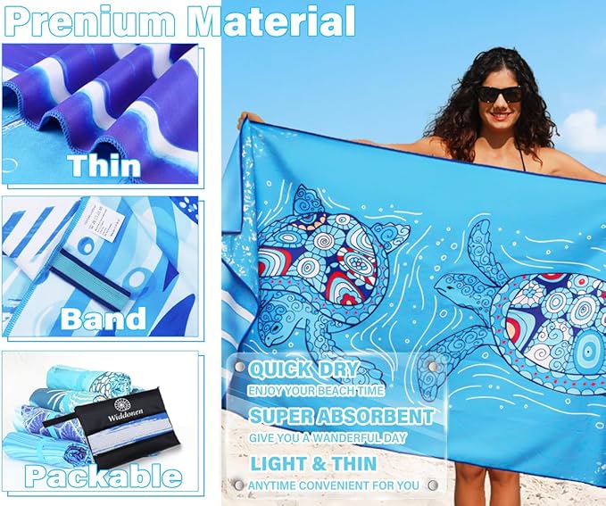 Lightweight Thin Microfiber Beach Towel Sand Free Quick