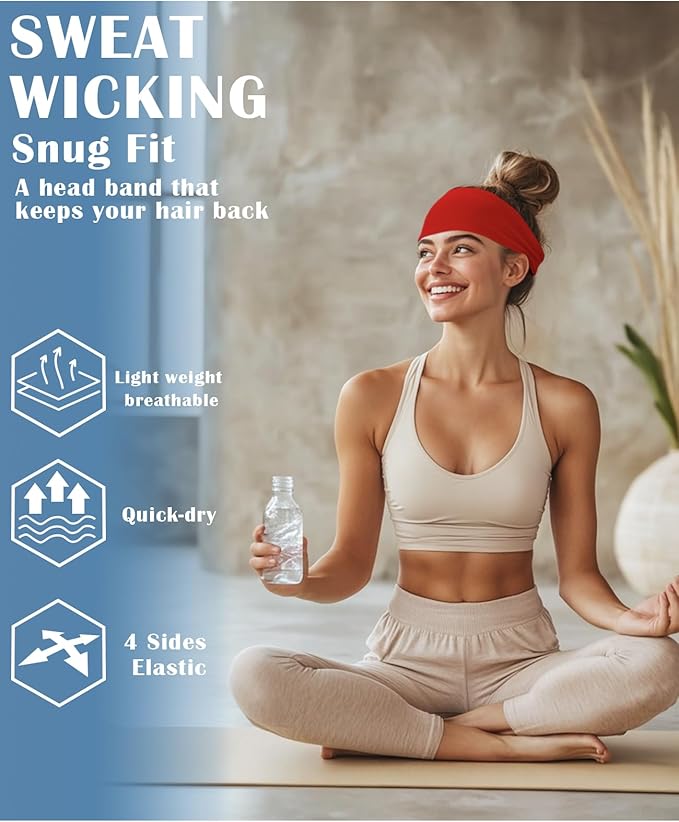 Headbands for Men & Women, Sweat Headband Non-Slip Sweatband Sports Running Cycling Yoga Basketball Workout Football Training