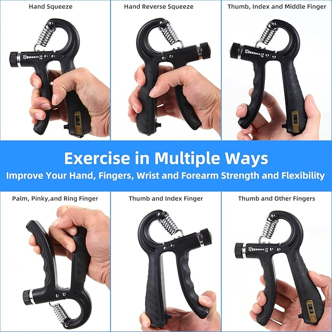 2PCS Grip Strength Trainer with 22-220Lbs (10-100kg) Adjustable Resistance
