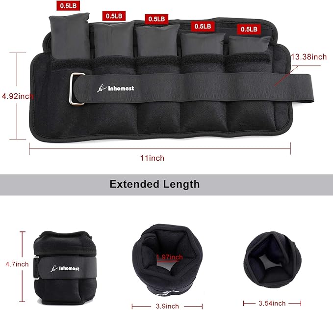 Adjustable Ankle Weights 1-5/10/12 Lbs Leg Weights