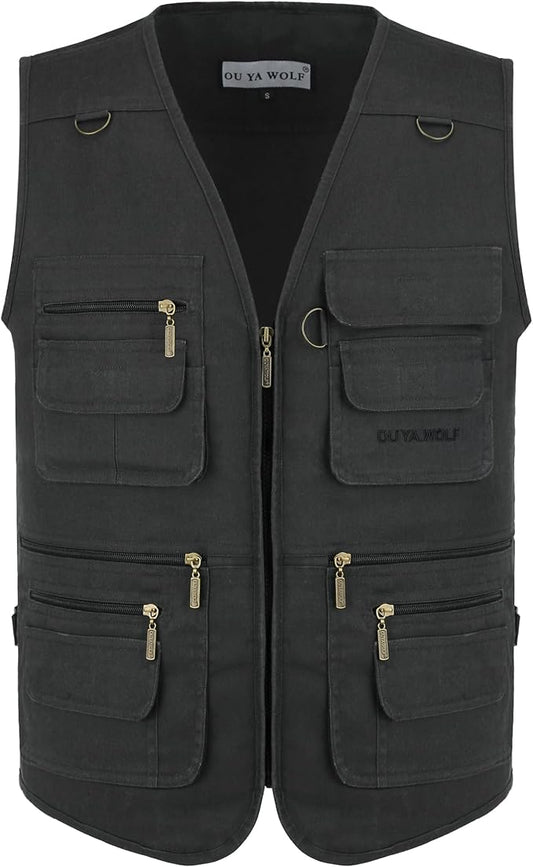 Men's Utility Work Hunting Travel Fishing Multi-Pockets Outdoor Vests