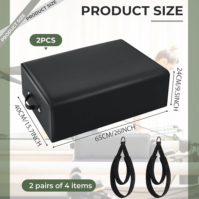 Abbylike 2 Pcs Pilates Sitting Box 25.6×15.8×9.5 Inch 4 Pcs