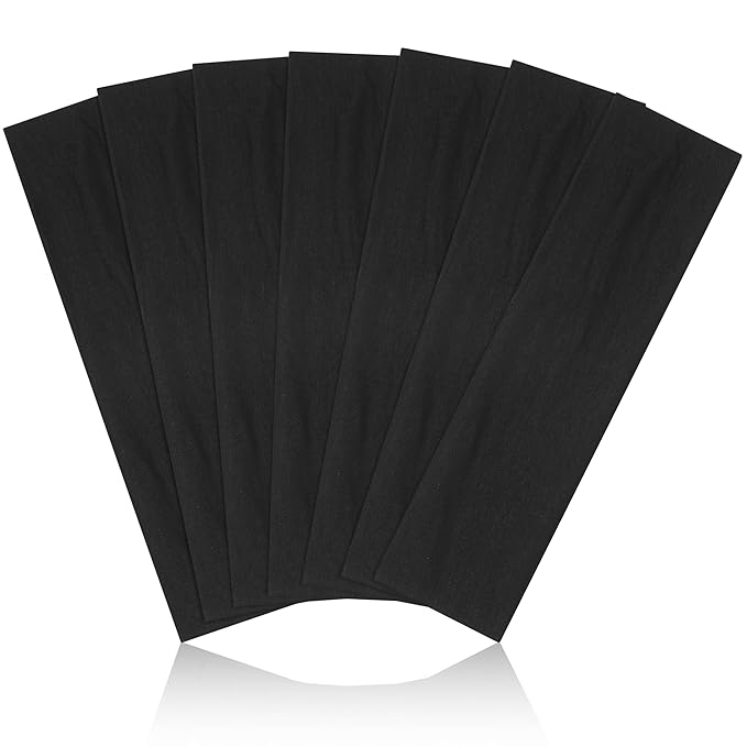 Headbands for Women Non Slip - 7PCS Fashion Sports Hair Bands for Women's Hair, Soft Cotton Cloth Stretchy Headbands for Women for Workout Yoga Running