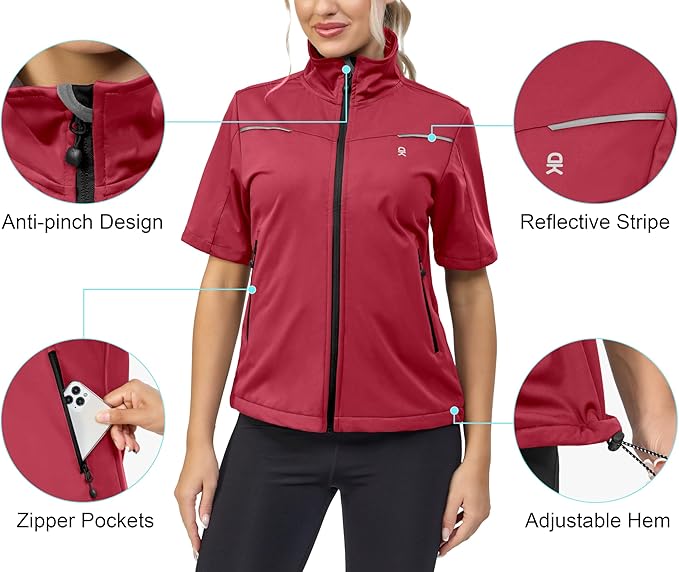 Little Donkey Andy Women's Short Sleeve Jacket Windproof Lightweight Vest for Golf Hiking Running