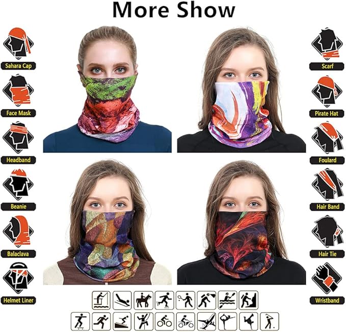 Headband Neck Gaiter Head Wrap Headwear Face Mask Magic Scarf Bandana for Men and Women