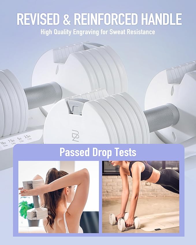 Adjustable Dumbbell 12.5/25lb Set of 2 or Single Unit Piece Weight Training Fitness Exercise Body Workout 5 in 1 for Home Gym Beginners Woman