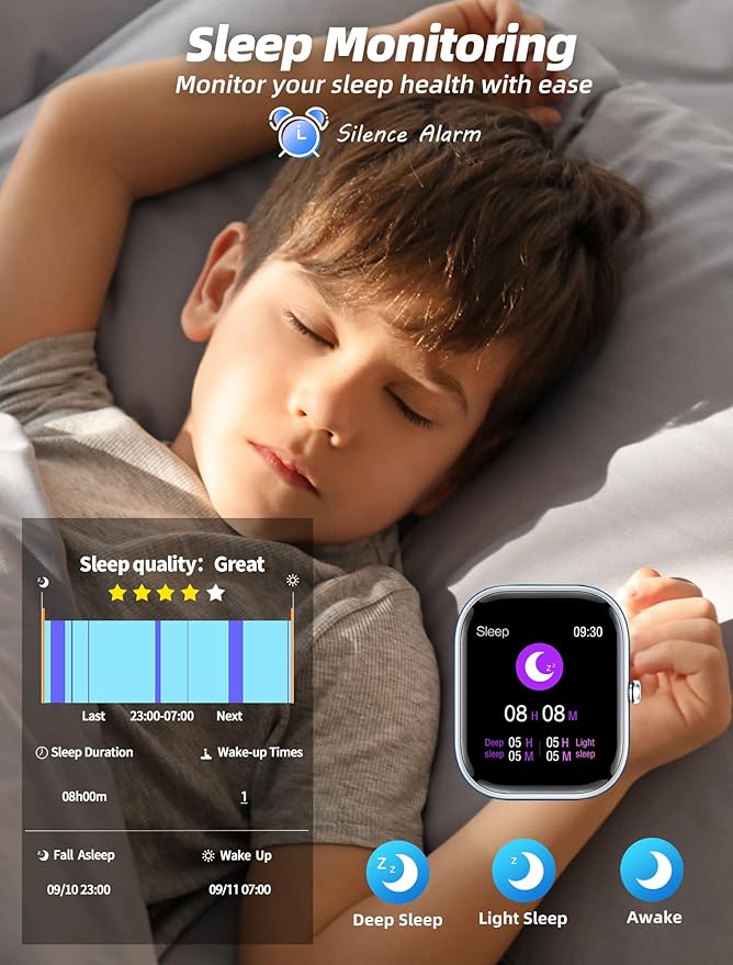 Kids Smart Watch for Girls,IP68 Waterproof Kids Fitness Tracker Watch with 1.5 Inch DIY Face,Heart Rate Sleep Monitor,19 Sport Modes,Calories Counter,Alarm Clock,Great Gifts for Children 6+ (Blue)