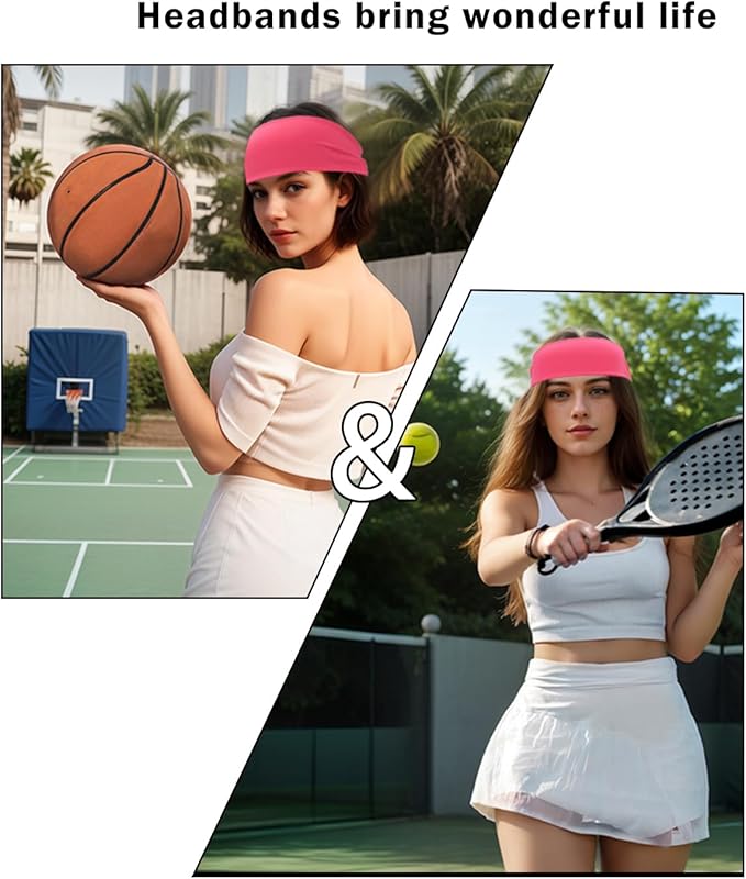 Headbands for Men & Women, Sweat Headband Non-Slip Sweatband Sports Running Cycling Yoga Basketball Workout Football Training