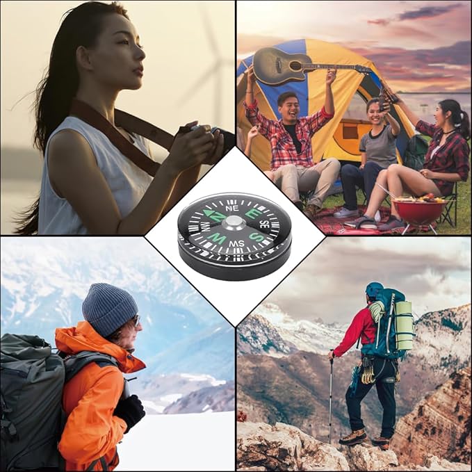 Mini Survival Compass 12pcs Black