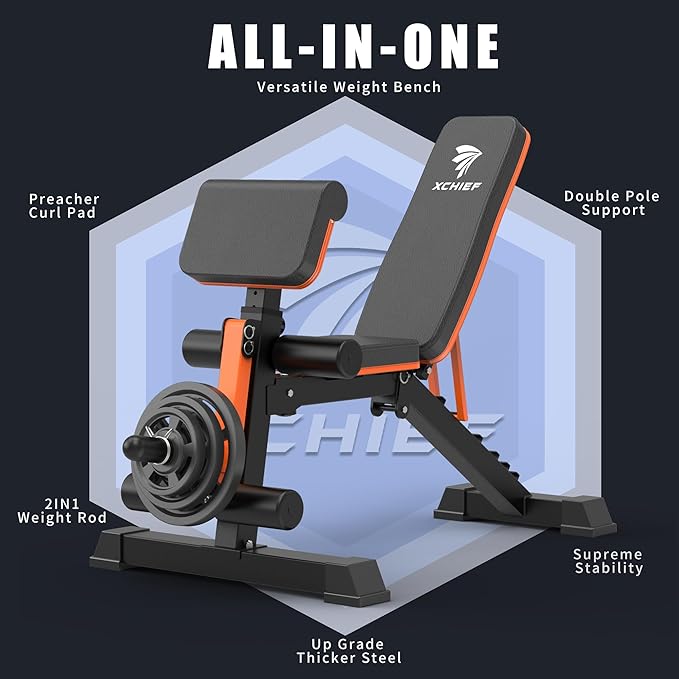 Adjustable Weight Bench - 1000 LBS Heavy Duty