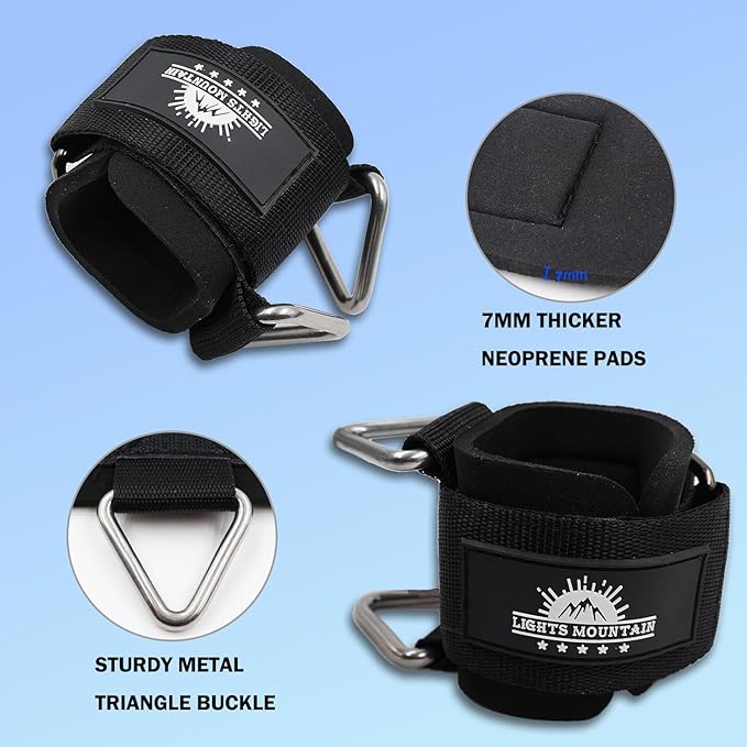 Adjustable Wrist Cuffs Neoprene Padded Straps for Cable Machines Strength Training Equipment