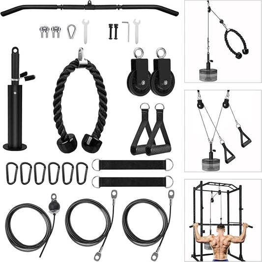 LFJ LAT Pull Down and Lift Weight Pulley System Cable Machine Pulley Attachment for Triceps Pull Down, Biceps Curl, Back, Forearm, Shoulder Home Gym Equipment