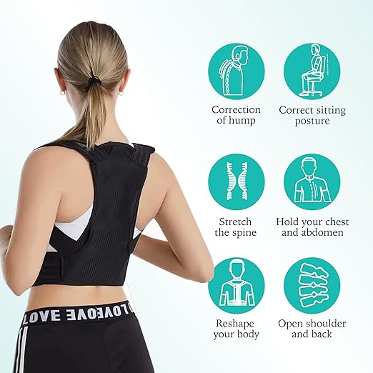 Adjustable Posture Corrector, Back Brace, Posture Trainer, Scoliosis and Hunchback Correction, Back Pain, Spine Corrector (Medium) (Medium)