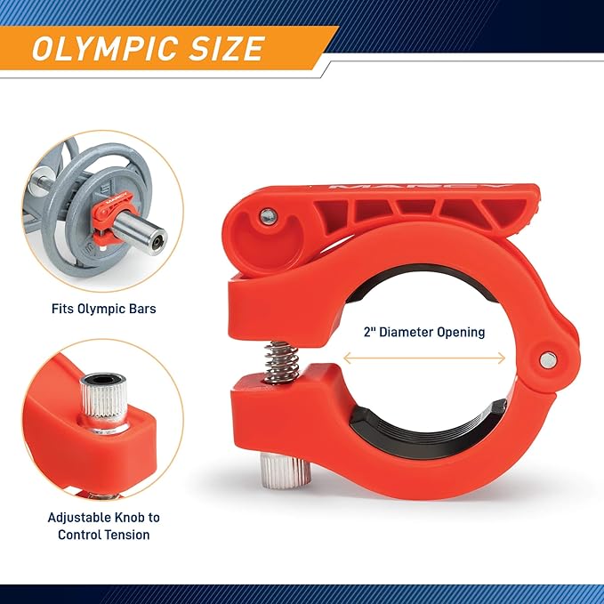 Marcy Olympic Barbell Lock Collar Clips to Secure OBC-7RD