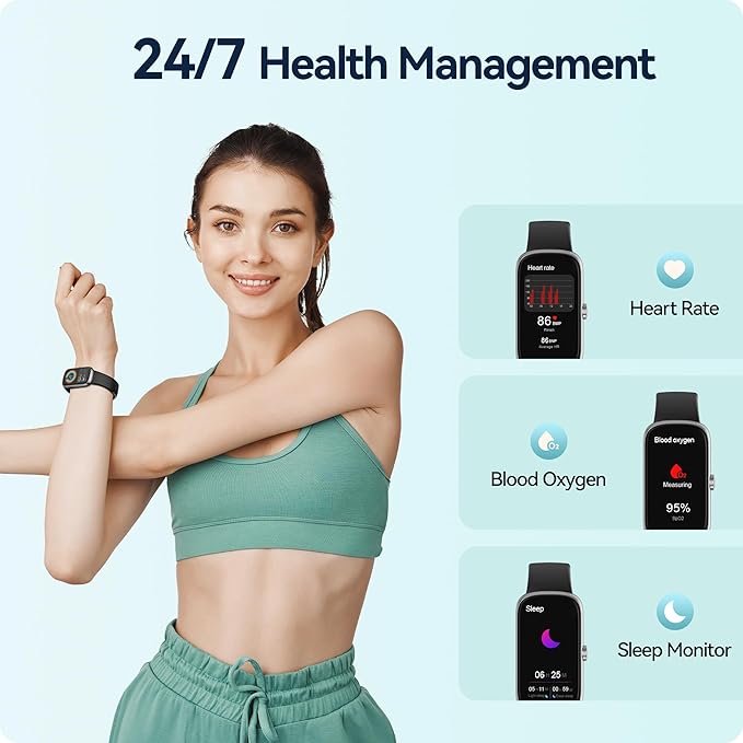 Health Fitness Tracker, 24/7 Heart Rate/SpO2/Sleep Monitor, Activity Trackers & Smart Watches with Step Calorie Counter Pedometer, Waterproof Fitness Watches for Women Men (Peach)