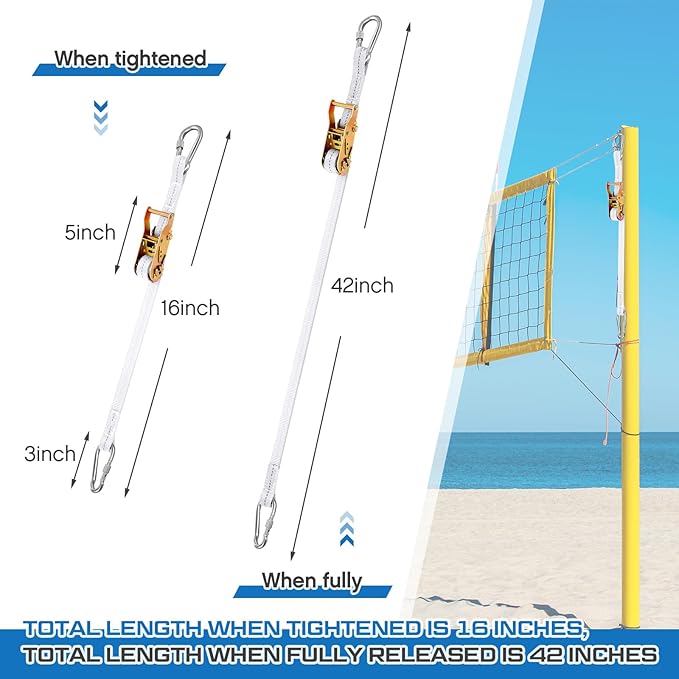 2 Pcs Volleyball Net Ratchet Strap Heavy Duty Net Tensioning Lever Ratchet Volleyball Poles Rope Tightener