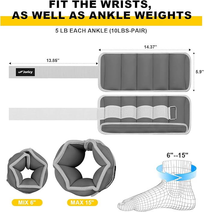 Adjustable Ankle Weights for Women Men 1 Pair 2 4 4 6 6 8 8 10 10 LBS 1-5 LB