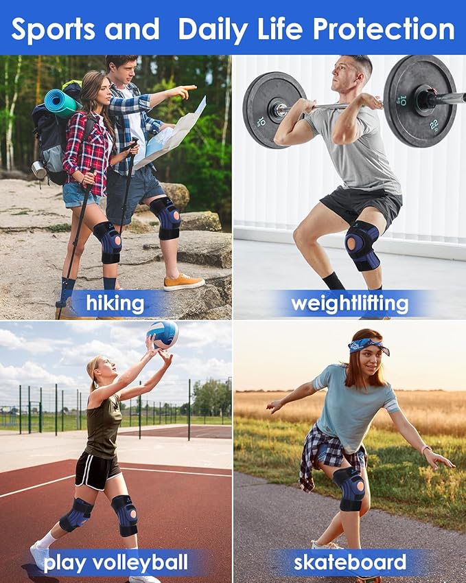 ABYON Knee Brace for Women & Men Meniscus Tear, ACL, Arthritis, Knee Support with Triple Side Stabilizers and Adjustable 360° Wraparound Strap for Maximum Knee Pain Support and Fast Recovery - Please Check How To Size Video