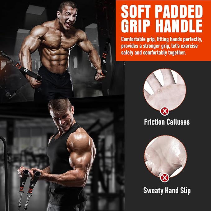 Heavy Duty Exercise Handles, Gym Handles for Cable Machine Attachment, Grip Gym Equipment, Resistance Bands, and Weight Lifting (Set of 2)