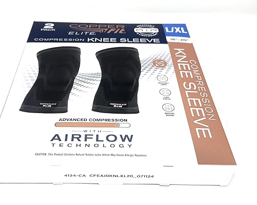 Copper Fit Freedom Knee Sleeve 2 Pack, Copper Infused Compression Sleeve with Contour Design, 2 Knee Sleeve, As Seen on TV (Large)