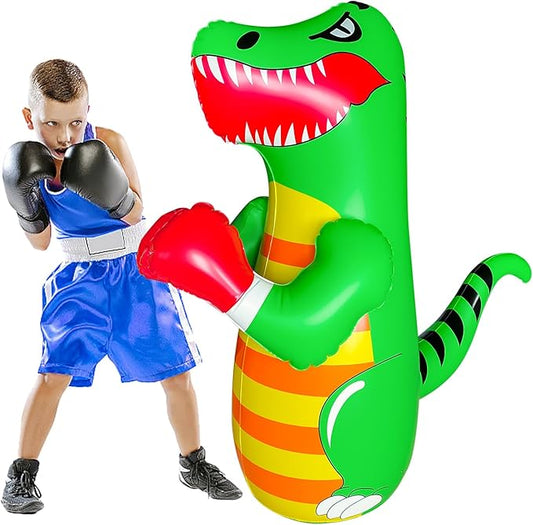 47" Punching Bag for Kids 3-8 Toddler Boxing Bag Inflatable Dinosaur Bopper Birthday Presents for Boys & Girls Sports Toys Outdoor Activities Yard Games