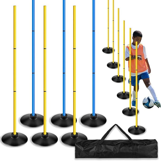 Agility Training Poles Set (Rubber Base with 3.3ft/1m 4.9ft/1.5m Poles)