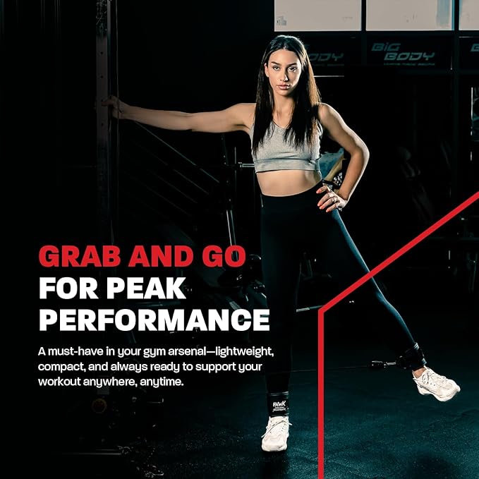 Hawk Sports Ankle Straps for Cable Machines for Enhanced Booty, Glute, Leg & Other Lower Body Workouts, Strong and Portable Glute Kickback Ankle Strap (Pair) for Safely Weightlifting an Extra 220 lbs.