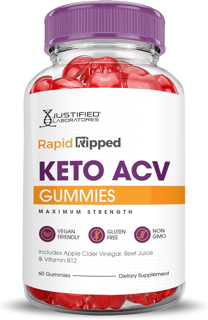 (10 Pack) Rapid Ripped Keto ACV Gummies Advanced Formula 1000MG Rapidripped Keto Gummies Apple Cider Vinegar Formulated with Pomegranate Beet Juice Powder B12 Vegan Non GMO 600 Gummys