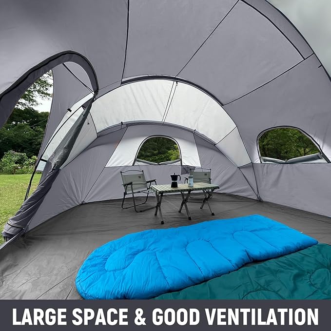 HIKERGARDEN 10 Person Camping Tent - Portable Easy Traveling-14'x11'x74in(H)