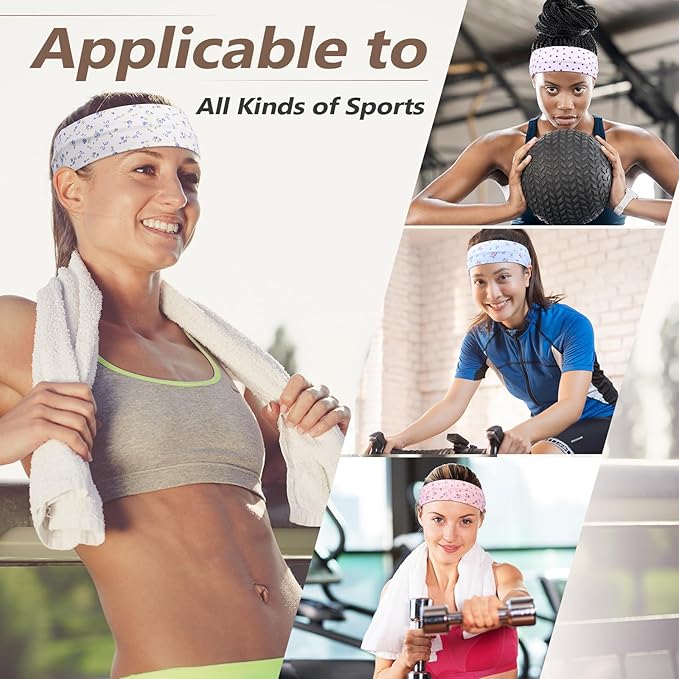 Headbands for Women Non Slip - 7PCS Fashion Sports Hair Bands for Women's Hair, Soft Cotton Cloth Stretchy Headbands for Women for Workout Yoga Running