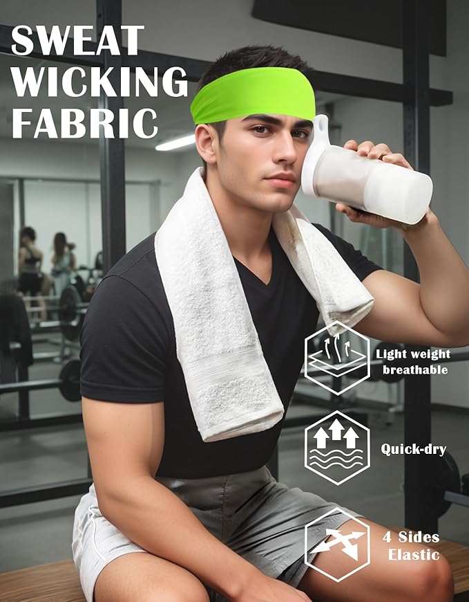 Headbands for Men & Women, Sweat Headband Non-Slip Sweatband Sports Running Cycling Yoga Basketball Workout Football Training