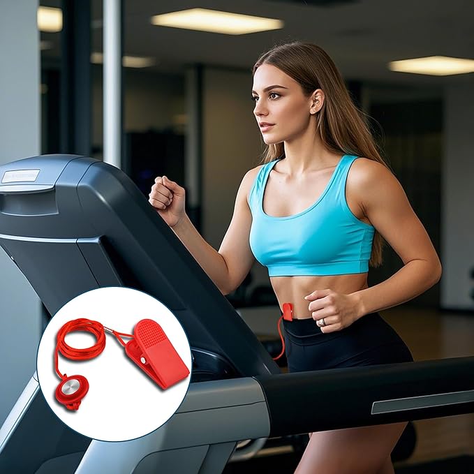 2pcs Universal Magnetic Treadmill Safety Key, Emergency Stop Security Lock with Round Safety Switch Design, Replacement Emergency Stop Mechanism for Most Running Machines