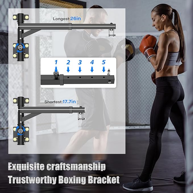 Heavy Bag Hanger - Wall Mount Punching Bag Hanger, Adjustable Heavy-Duty Boxing Bag Wall Bracket, Punching Bag Mount Stand for Home or Gym, for Kickboxing Bag, Muay Thai Bag,Etc (Supports up to 800Ib)