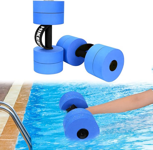 Hikeen Aquatic Exercise Dumbbells Water Dumbbell Pool Resistance Aquatic Fitness Barbells with 4 High-Density EVA Foam Pool Weights Dumbbells, for Water Aerobics Weight Loss