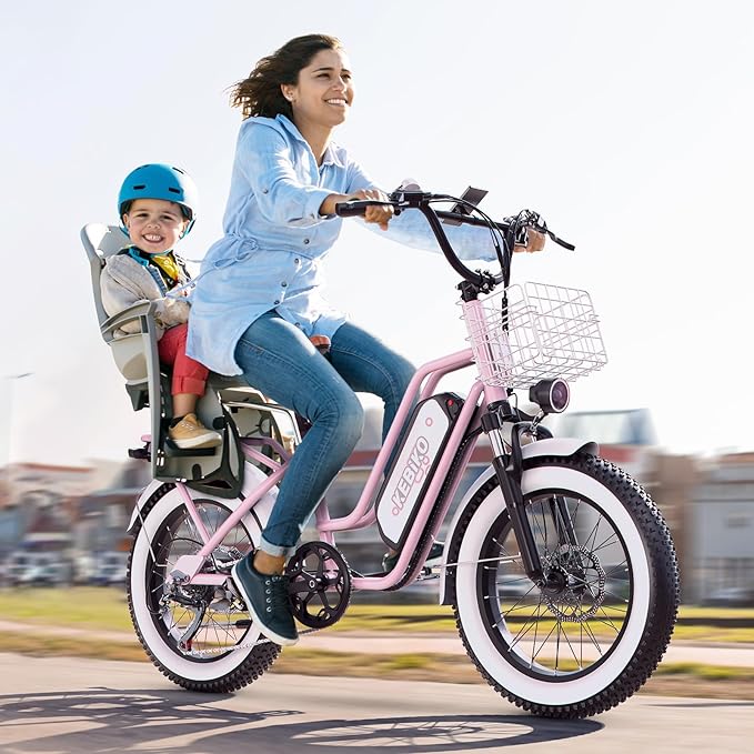 2 Seater Electric Bike, 48V 20AH(𝟗𝟔𝟎𝐖𝐇) Large Removable Battery, 𝟏𝟑𝟎𝟎𝐖 Peak Motor, 20"x 4.0" Fat Tire Ebike for Adults, 80+Miles Max,30+MPH, City Couple E Bike for All Terrain