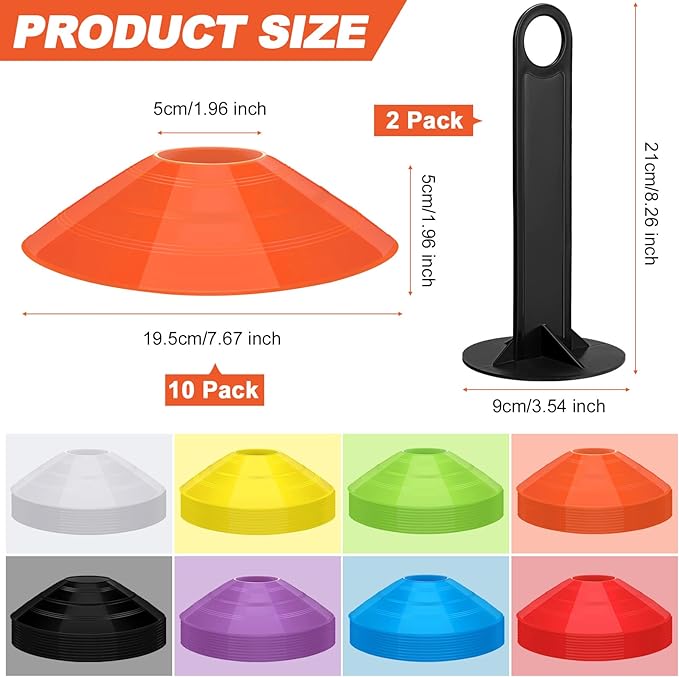 80 Pcs Soccer Cones for Drills with 2 8 Colors