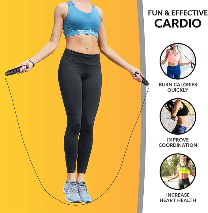 3DActive Ab Roller Wheel with Jump Rope & Knee Mat. Home Gym Exercise Equipment for Abs Workout, Core Training & Cardio Workouts.
