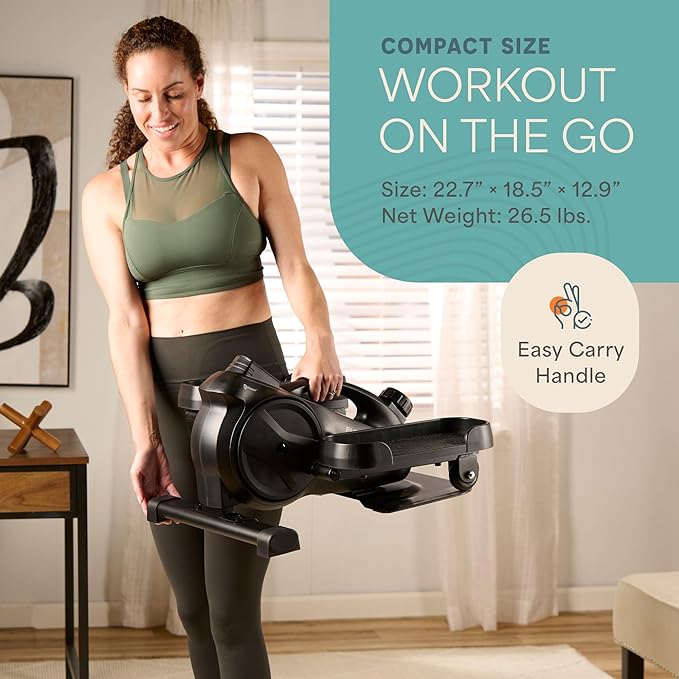 Lifepro Under Desk Elliptical Exercise Machine – Mini Bike Elliptical for Low Impact Leg & Arm Movement – Quiet Magnetic Resistance, LCD Display – Compact Seated Workout for Seniors