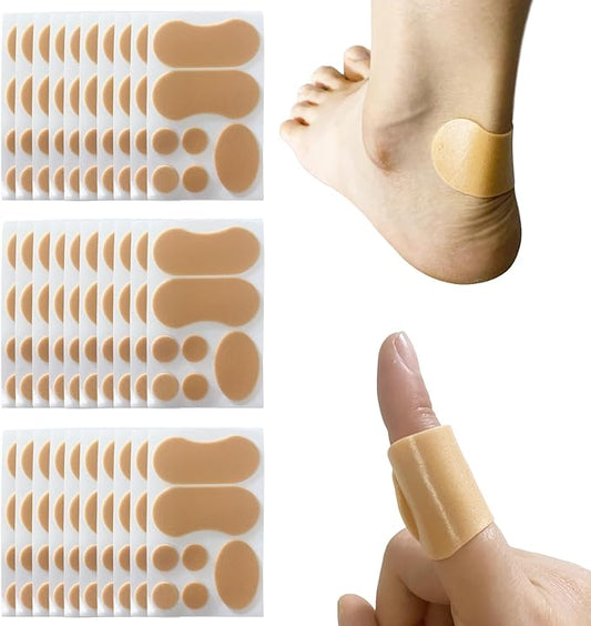 30 Sheet Foam Blister Bandages Pads - Waterproof Adhesive Blister Cushion Toe Tapes for Heel/Foot/Toe - Heel Pad for Prevention/Recovery, Secures Dressings & Skin Chafing Protector
