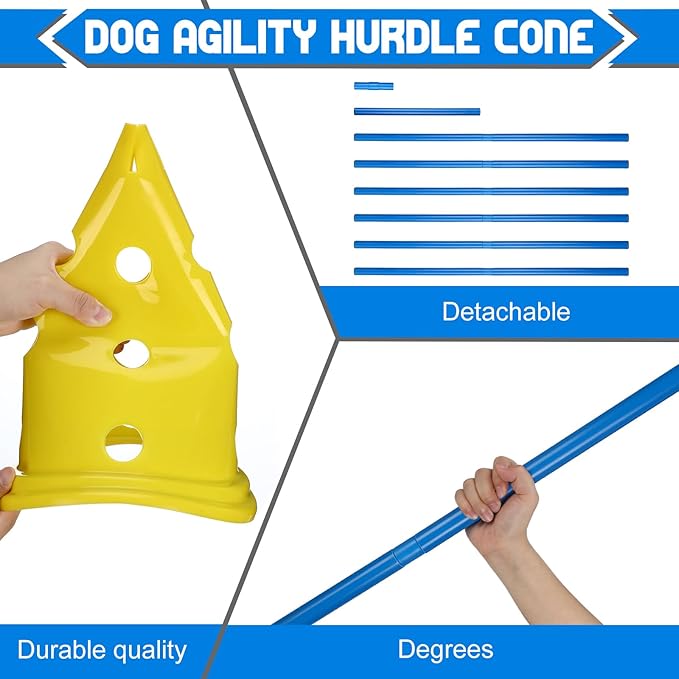 6 Sets Dog Agility Hurdle Cone Set Include 12 Agility 6 Agility