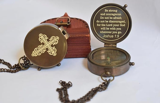 AASIYA Brass Nautical Portable Pocket Compass with Chain